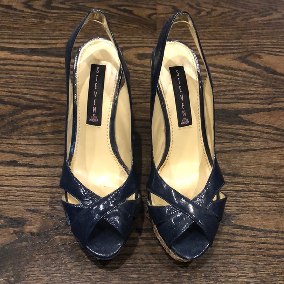 Steven navy patent woven platforms - Picture 2 of 4